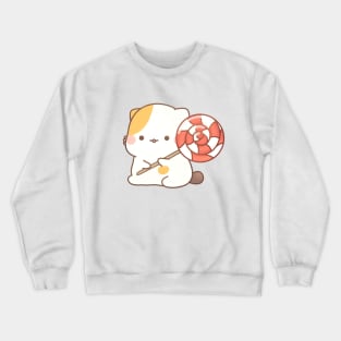 Muffin cat with lollipop candy Crewneck Sweatshirt